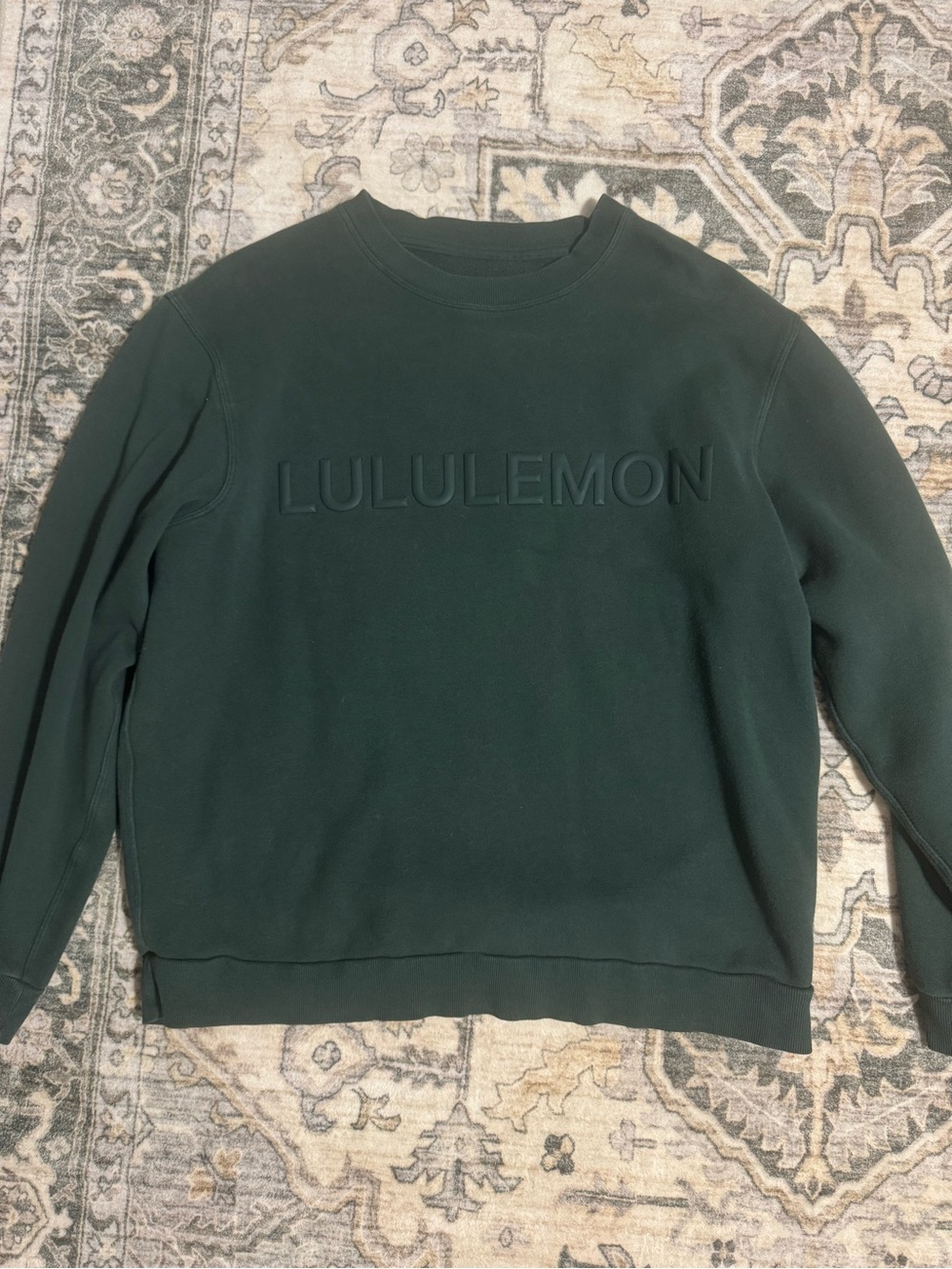 lululemon athletica Dark Forest Green Embossed Logo Crewneck Sweatshirt